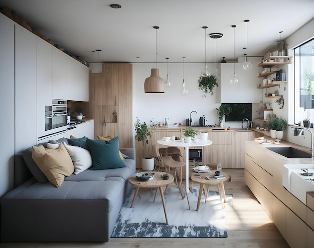 Cozy Living Interior Design per un monolocale caldo e invitante