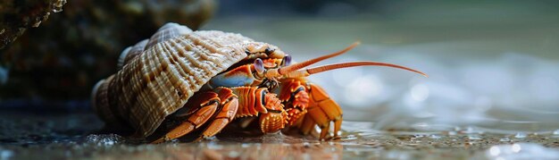 Crab eremita in guscio macro