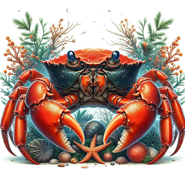 Crab Sea dweller in stile 3D su uno sfondo bianco