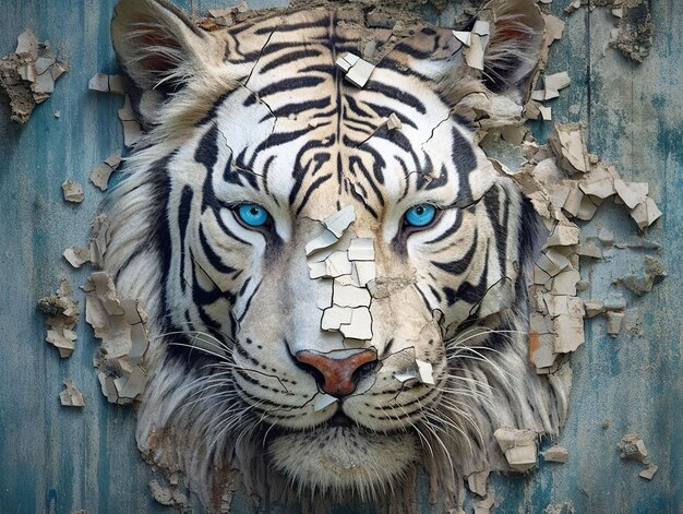 Crack arte della tigre nel muro