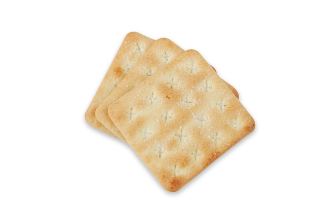 Cracker croccanti con zucchero isolato su sfondo bianco