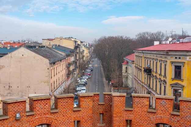 Cracovia Polonia 13 marzo 2022 Strada nella città vecchia al mattino a Cracovia