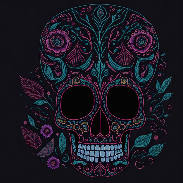 Crani colorati di catrina con dettagli unici colori e disegni