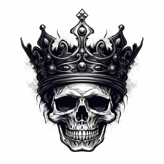 cranio con corona su sfondo bianco illustrazione clip art royalty free nello stile di immagine hd
