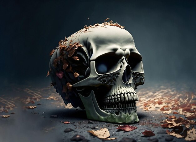 Cranio umano sul suolo
