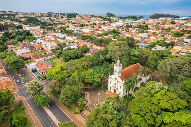 Cravinhos Sao Paulo Brasile Circa nel maggio 2022 Cravinhos centro città campagna di San Paolo stato drone immagine aerea