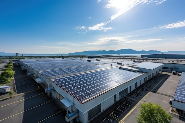 Crea una cella solare energetica sulla mega fabbrica sul tetto