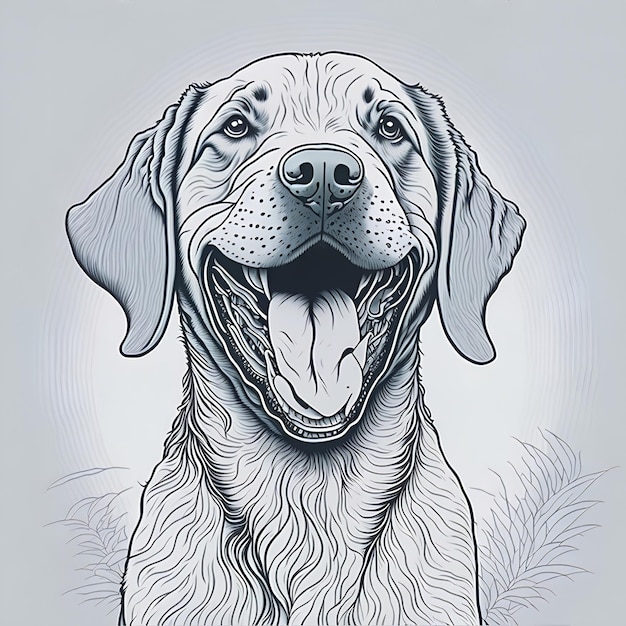 Crea una colorazione per cani doodle art con contorno nero 2D