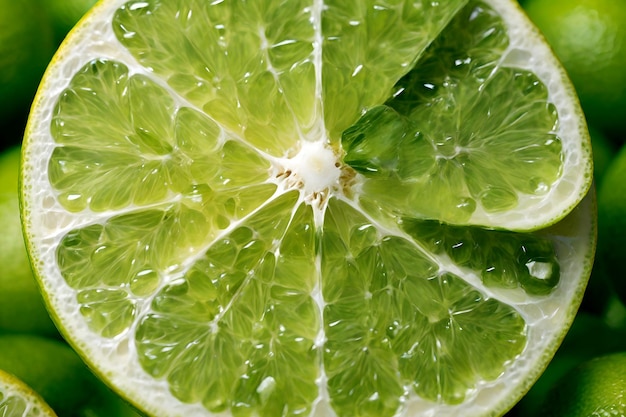 Creare immagini di LEMONE VERDE di super alta qualità zoomedin immagine di un frutto di agrumi verde sopra la testa