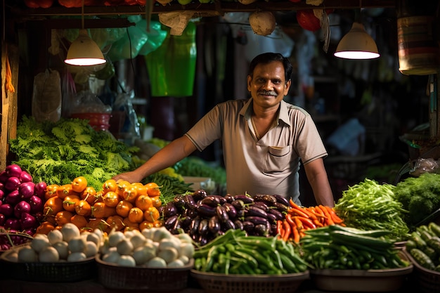 Creare una fotografia vivace e vivace che mostri un mercato indiano