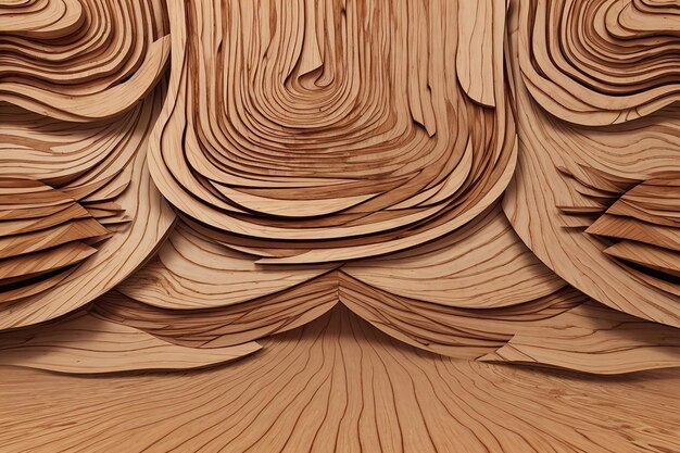 Creata una surreale consistenza tridimensionale in legno sullo sfondo