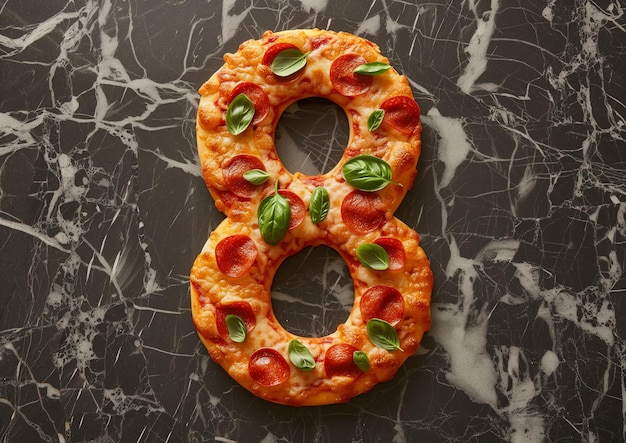 Creativa numero otto pizza arte per la celebrazione del giorno della donna