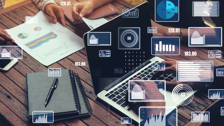 Foto creativa visiva della tecnologia di analisi dei dati aziendali