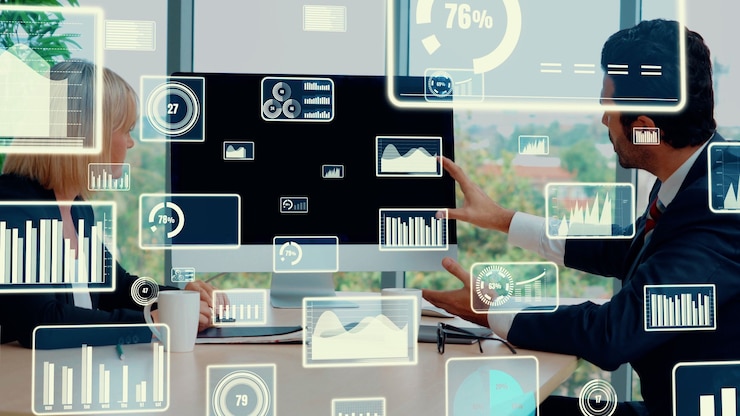 Foto creativa visiva della tecnologia di analisi dei dati aziendali