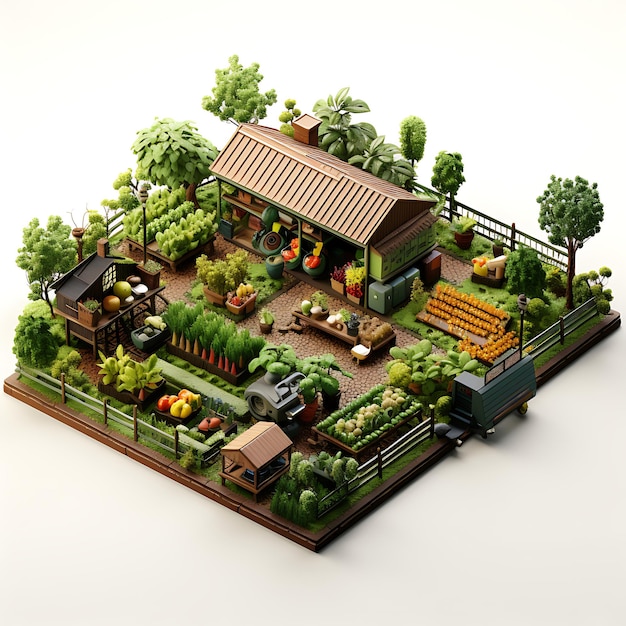 Creative 3D del mercato dell'agricoltura urbana Lush Urban Gardens e pubblicità del modello di business del giardinaggio