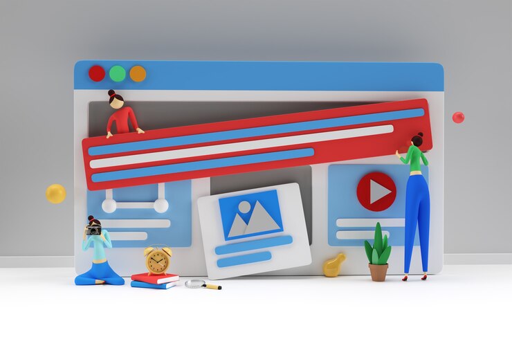 Photo creative 3d render design for web development banner, marketing material, business presentation, online advertising.