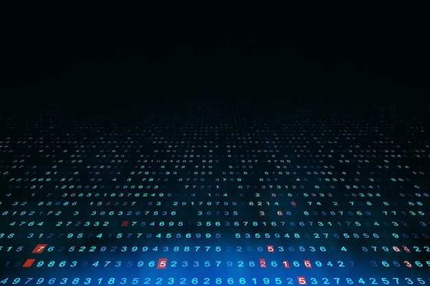Creative dark binary code backdrop with numbers Technology and computing concept 3D Rendering