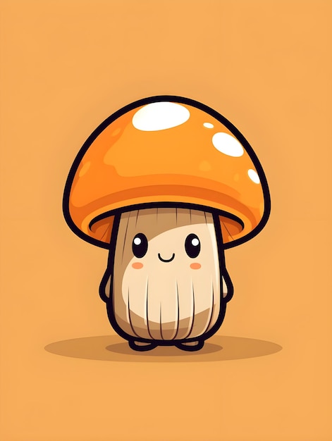 Creative Digital Art Mascot Disegno grafico di un carino fungo a colori rosso e bianco