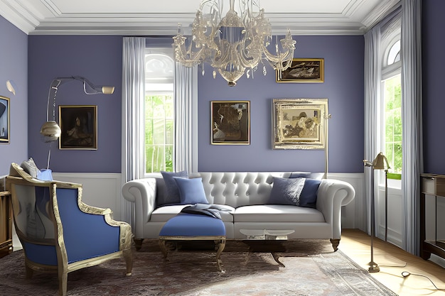 Creative Drawing Room Wall Paint Color Primer grigio con divano