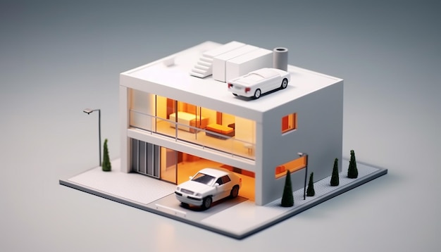 Creative Minimalista 3D house design Concetto in miniatura