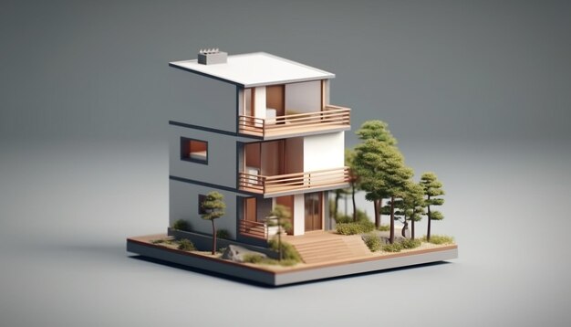 Creative Minimalista 3D house design Concetto in miniatura