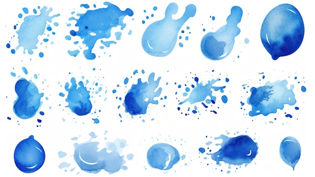 Creative Watercolor Blue Splash Collection AI generato