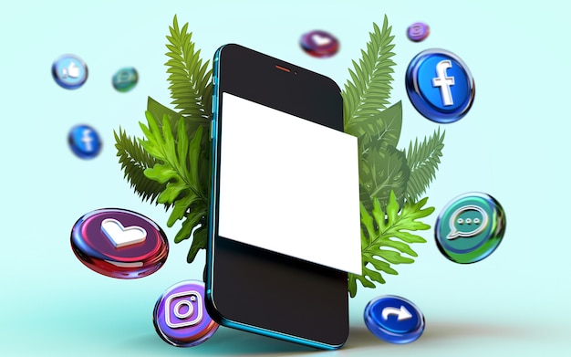 Creativo 3d rendering mobile online banner post mockup banner web presentazione materiale di marketing