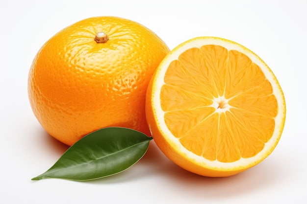 Creato con Generative Ai Orange con fette isolate su sfondo bianco