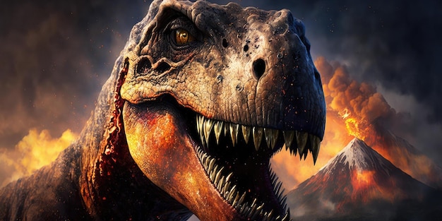 Creatura preistorica o dinosauro nella natura selvaggia Disegno in stile realistico
