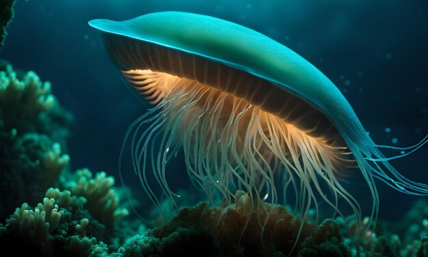 Creature bioluminescenti del mare profondo