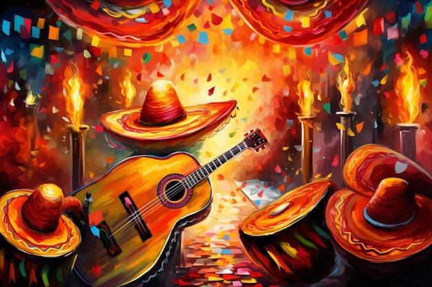Creazioni artistiche della festa messicana Disegno di immagine