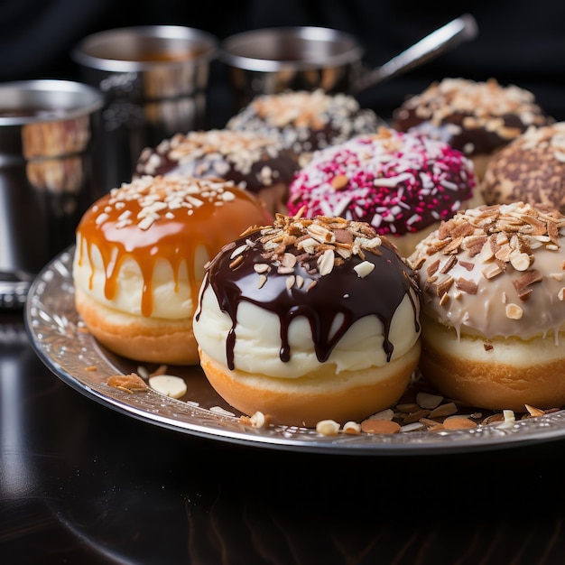 Creazioni gourmet di Hanukkah Sufganiyot