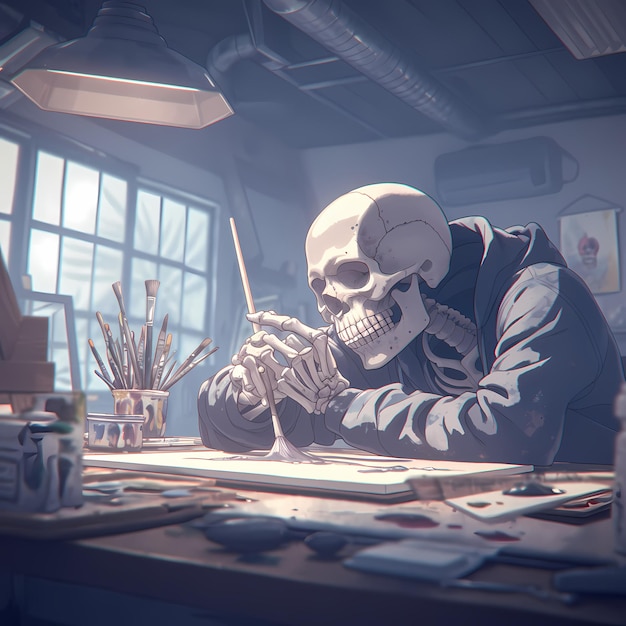 Creepy Anime Skeleton Art Studio (studio d'arte dello scheletro inquietante)