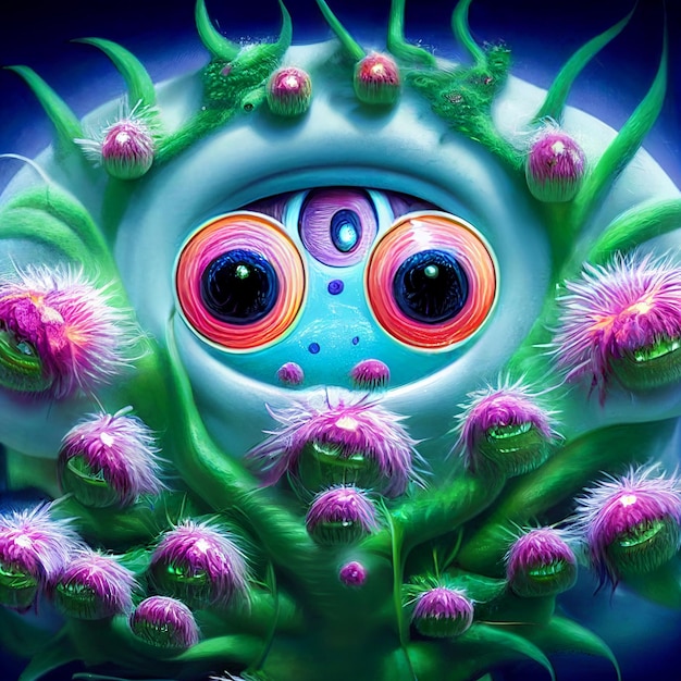 Creepy Candy Creature e persone astratta illustrazione colorata