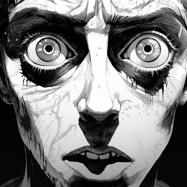 Creepy Man Illustrazione Bold Stile manga per fumetti horror