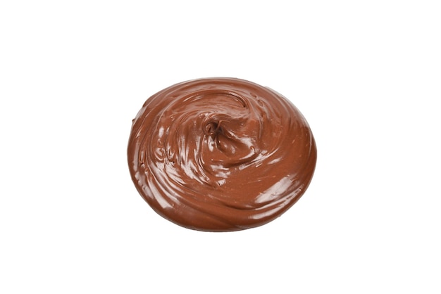 Crema al cioccolato isolata su sfondo bianco.