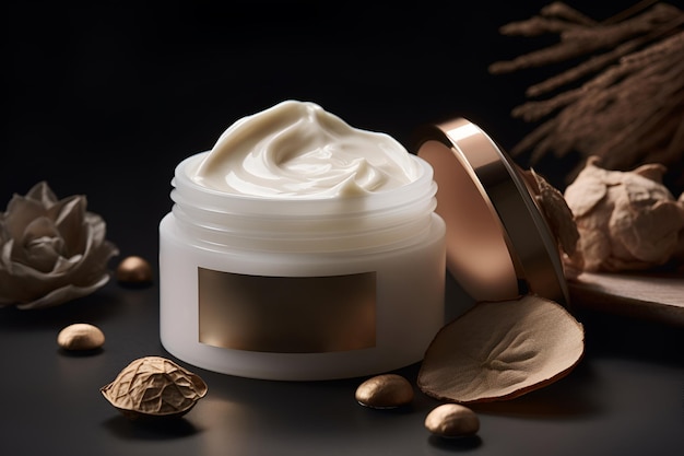 Crema cosmetica packaging naturale promozionale foto commerciale ai generato