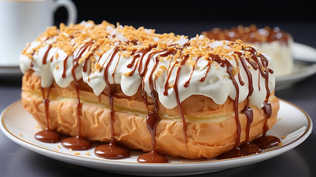 Crema di pasticceria Eclair pasta di pane lungo spuntino al forno