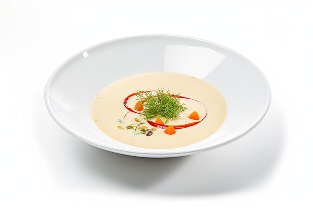 Crema di verdure Zuppa di patate Cipolla Cena cremosa Broccoli Bouillon Illustrazione astratta dell'intelligenza artificiale generativa