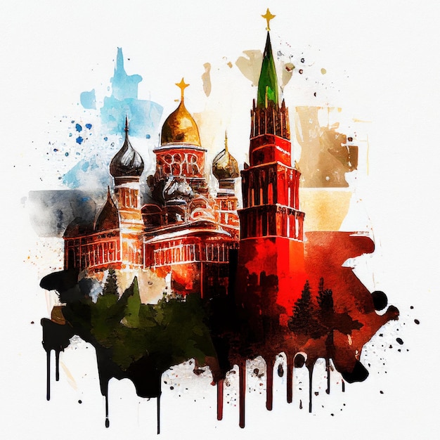 Cremlino in stile acquerello di Generative AI