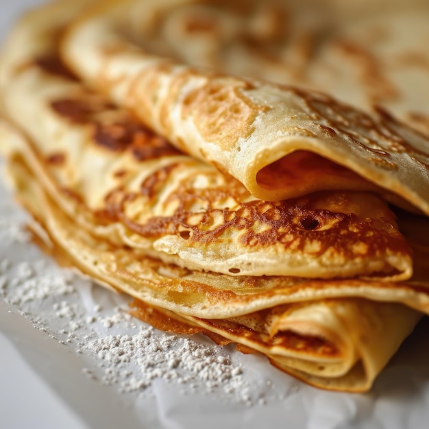 Crepe di pollo su sfondo bianco isolato su bianco