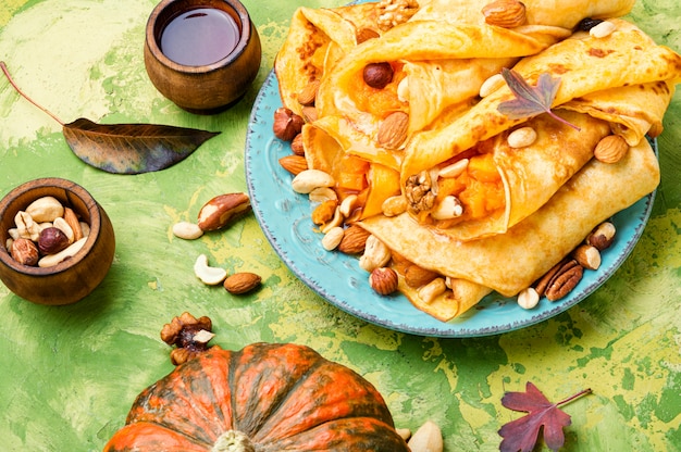 Crepes fatte in casa con zucca