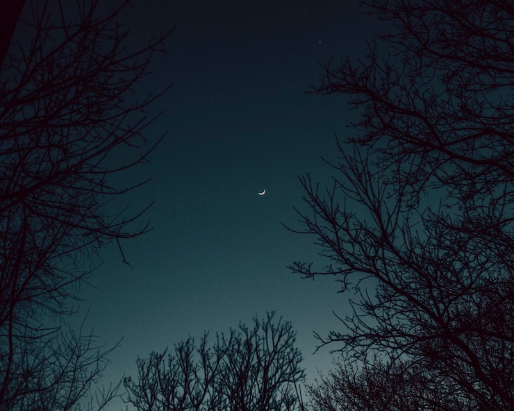 Photo crescent moon at blue hour