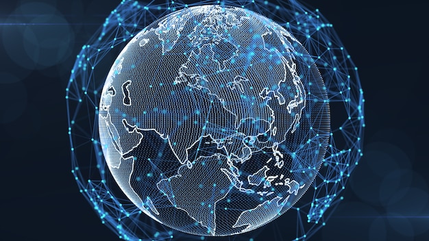 Crescente concetto di rete e connessioni dati globali.