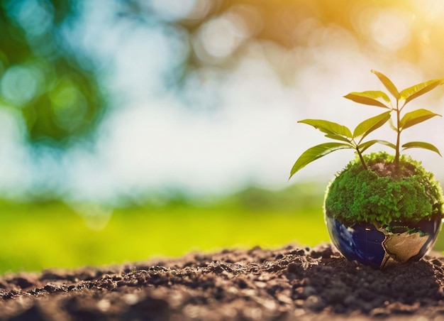 Crescita degli alberi sul globo il concetto di natura del giorno della terra