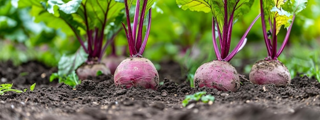 Crescita di barbabietole in giardino focalizzazione selettiva IA generativa