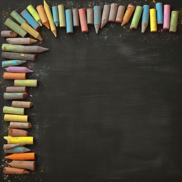 Crete colorate disposte sulla lavagna ideali per ambienti educativi Per i social media