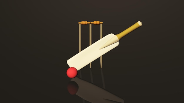 Cricket Illustrazione 3D Immagine di rendering 3D palla da pipistrello ecc