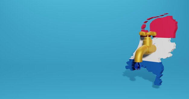Crisi idrica e stagione secca in Olanda per infografiche e contenuti sui social media nel rendering 3D