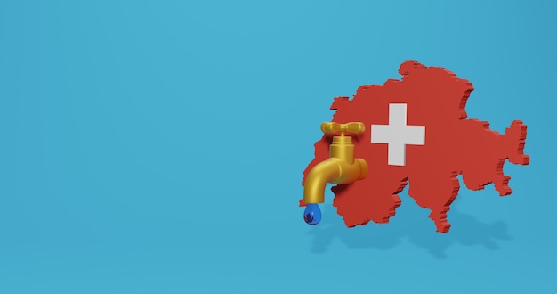 Crisi idrica e stagione secca in Svizzera per infografiche nel rendering 3D